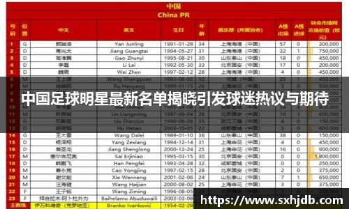 中国足球明星最新名单揭晓引发球迷热议与期待